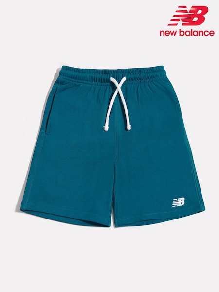 Bleu - New Balance French terry Small Logo Shorts