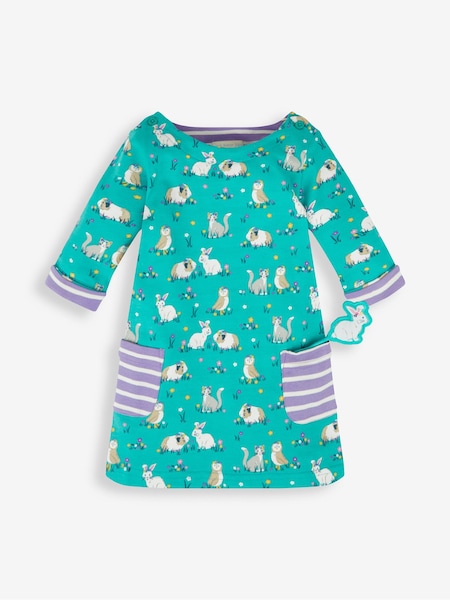 JoJo Maman Bébé Duck Egg Green Animal Friends Girls' A-Line Dress (845054) | €38