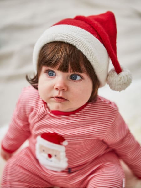 JoJo Maman Bébé Red Santa Appliqué Zip Sleepsuit (8451Q5) | €39