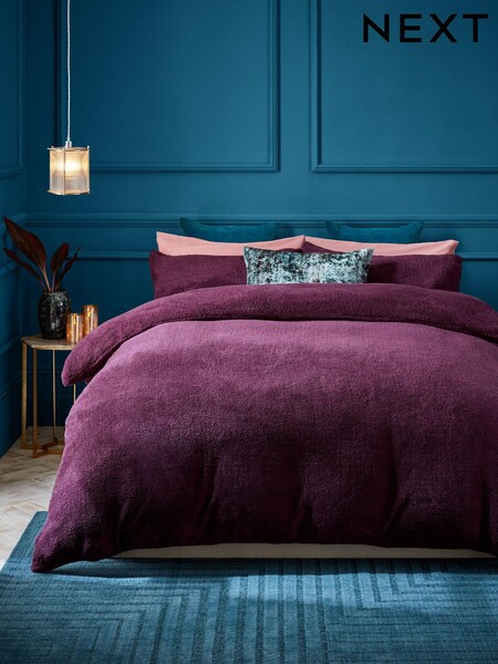 Berry Purple Soft Teddy Fleece Duvet Cover and Pillowcase Set (845564) | €16 - €40
