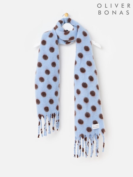 Blå og brun - Oliver Bonas Polka Dot Heavyweight Scarf