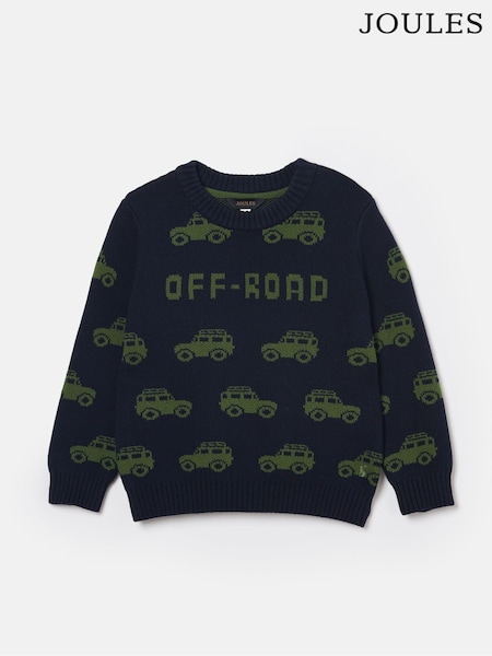 Joules Boys' Burton Navy Blue Intarsia Knitted Jumper (845783) | R$ 235 - R$ 265