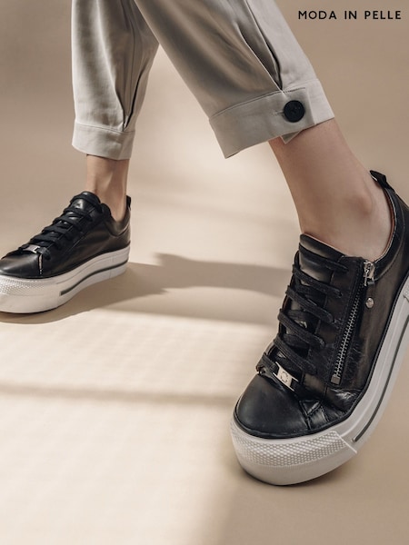 Moda In Pelle FILICIAN CHUNKY LEATHER TRAINER WITH ZIP AND LACE-UP CLOSURE (846060) | ₪649