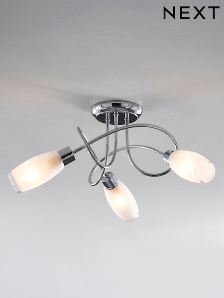 Chrome Capri 3 Light Flush Fitting Ceiling Light (846101) | €39