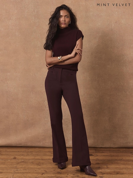 Czerwony - Mint Velvet Pocket Detail Flared Trousers