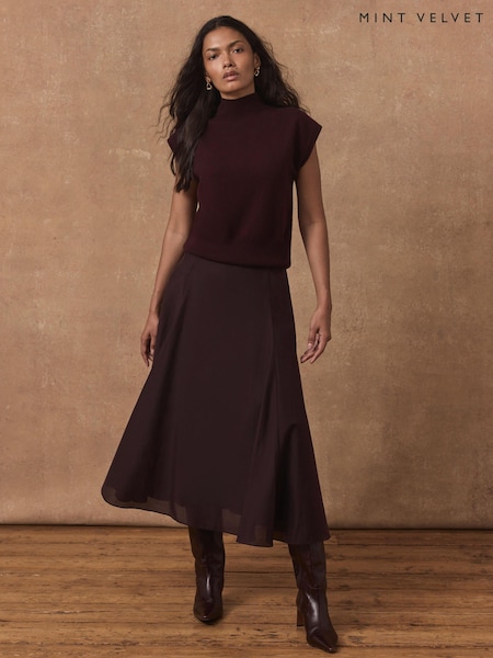 Red - Mint Velvet Full Midi Skirt