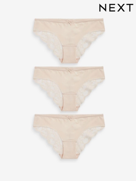 Nude Brazilian No VPL Lace Back Briefs 3 Pack (846251) | €9