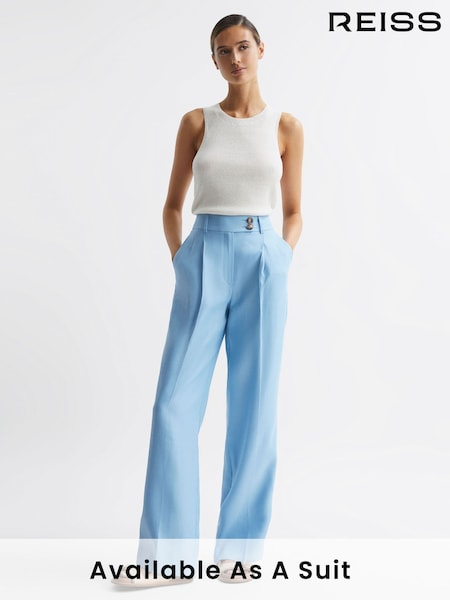 Reiss Blue Hollie Wide Leg Linen Trousers (846417) | €72