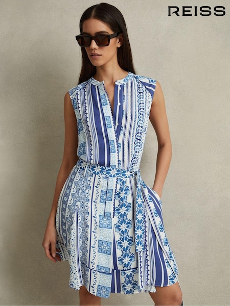 Reiss Florence Tile Print Belted Mini Dress (846745) | €271