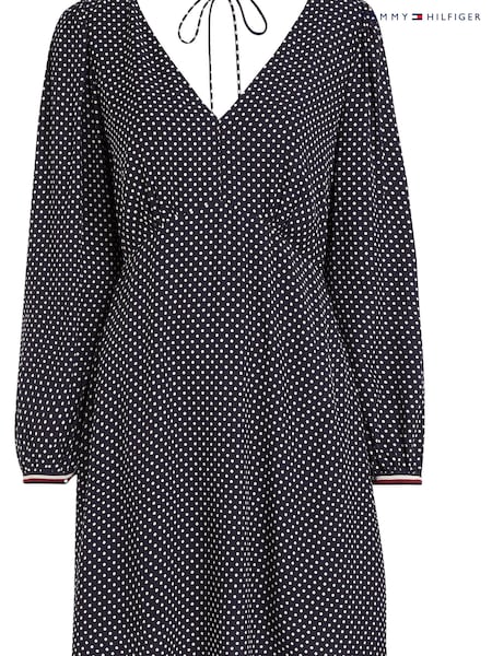 Tommy Hilfiger Blue Curve Polkadot V-Neck Dress (847007) | €55