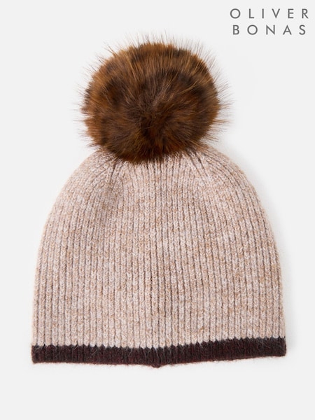 Brown & Animal - Oliver Bonas Pom Pom Bobble Hat