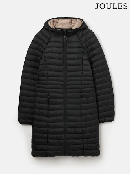 Joules Bramley Black Showerproof Long Packable Padded Coat (847289) | €73