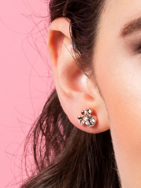 Disney Minnie Mouse Rose gold Silver Plated brass Crystal Earring Studs (847722) | €25