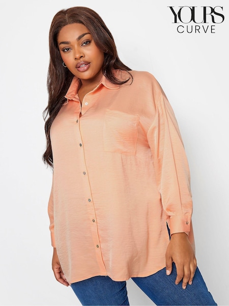 Portocaliu - Yours Curve Cuffed Sleeve 100% Bumbac Cămăși (847947) | 104 LEI