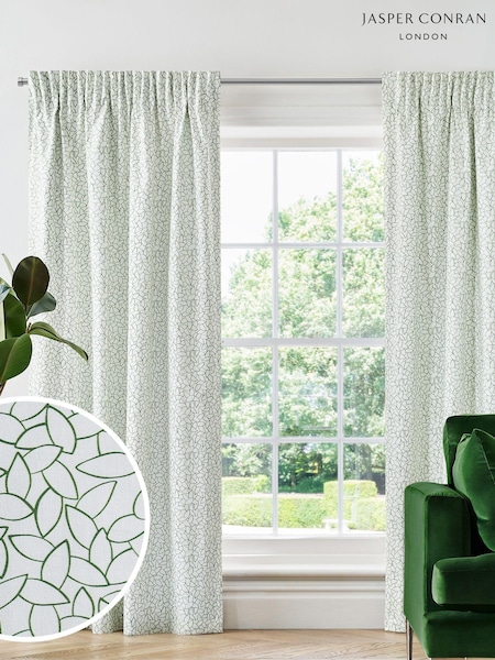 Jasper Conran London Green Pencil Pleat Blackout Mini Leaf Curtain (847999) | €43 - €72