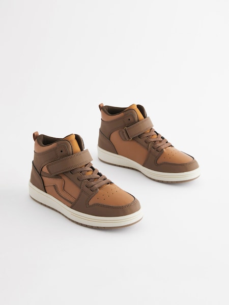 Brown Elastic Lace High Top Trainers (848134) | AED26 - AED30