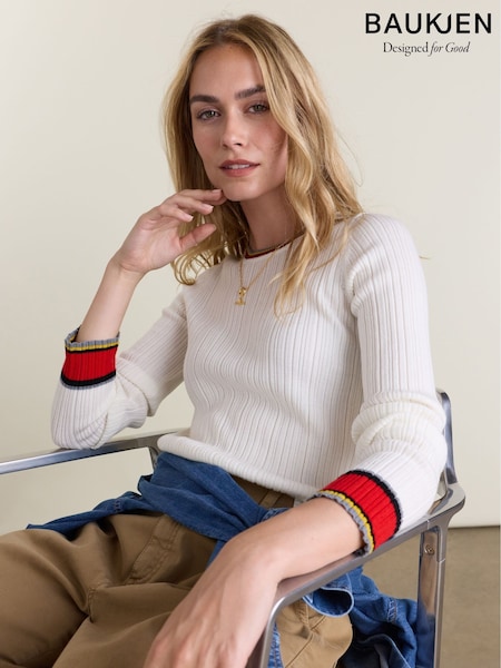 Cream - Baukjen Aven Merino Wool Ribbed Top