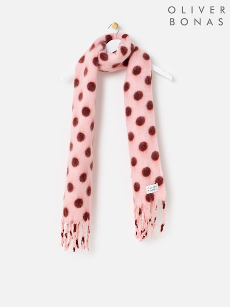 Pink & Burgundy - Oliver Bonas Polka Dot Heavyweight Scarf