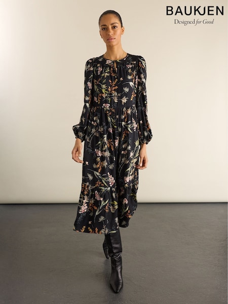 Negru - Rochie midi din satin Baukjen Emily