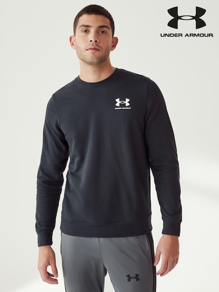 Under Armour Black Rival Terry LC Crew Neck Sweat Top (848738) | AED160