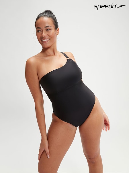Dark Black - Speedo Womens Shaping Printed Asymmetric 1 Piece Swimsuit (848970) | 22 €