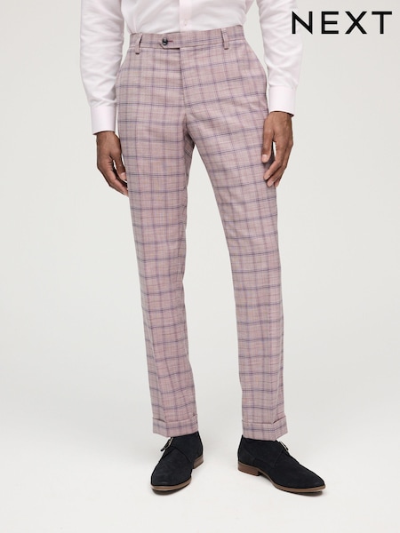 Pink Slim Slim Fit Trimmed Check Suit Trousers (849212) | € 15