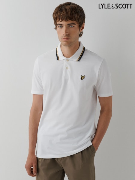 White - Regular Lyle & Scott Tipped Track Polo T-shirt