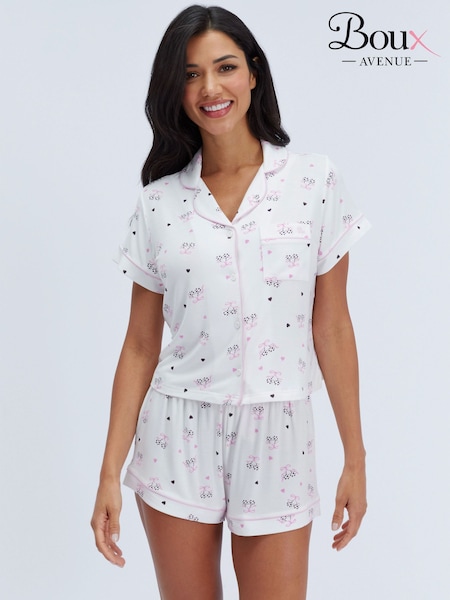 White - Boux Avenue Polka Dot Cherry Modal Pyjamas Set