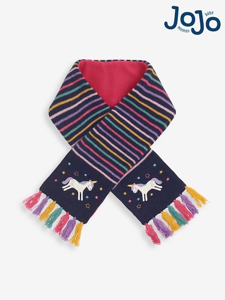 JoJo Maman Bébé Navy Blue Unicorn Scarf (84J203) | €26