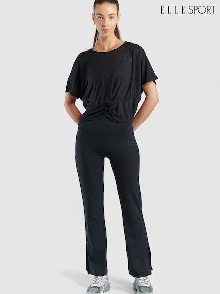 Elle Sport Burn Out Fabric Twist Front Black Top + Vest Set (850080) | €11.50