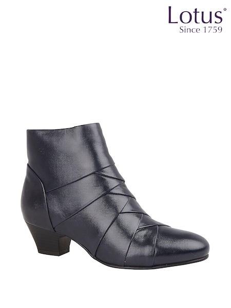 Lotus Navy Blue Leather Ankle Boots (850293) | €95