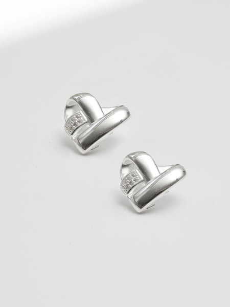 Simply Silver Silver Tone Knotted Heart Earrings (850600) | €29