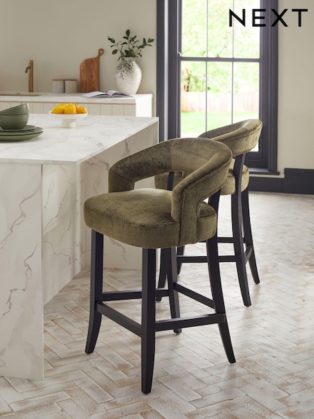 Plush Chenille Moss Green Remi Bar Stool (850859) | €230