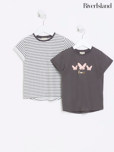 River Island Mini Girls 100% Cotton Stripe T-Shirts 2 Pack (851004) | 25 €