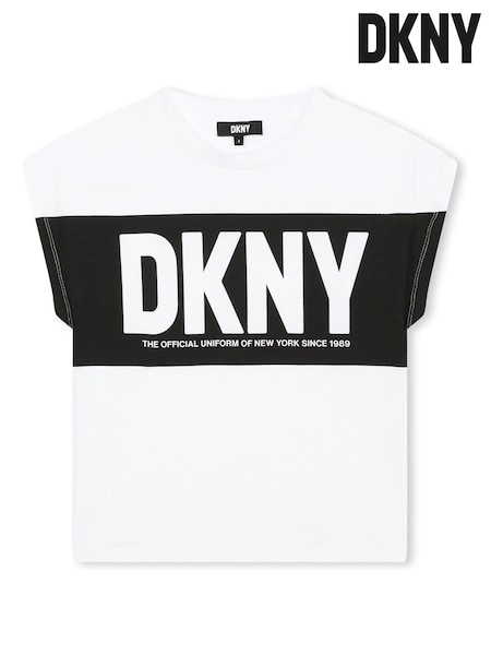 DKNY Short Sleeve Logo Colourblock White T-Shirt (851121) | €25 - €31