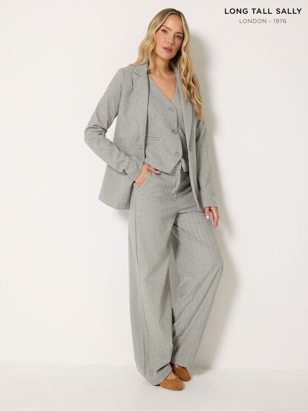 رمادي - بنطلون Premium بنقشة Herringbone من Long Tall Sally