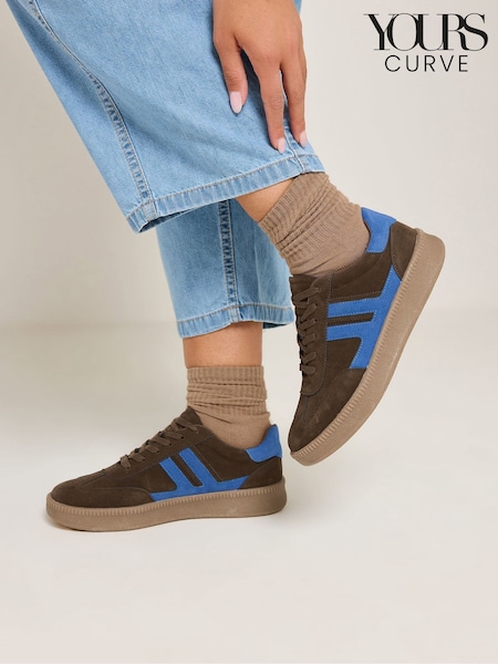 Brown - Yours Curve Side Panel Trainers