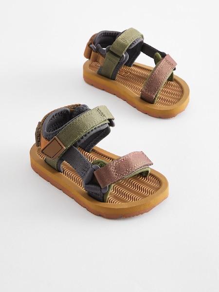 Brown Standard Fit (F) Touch Fastening Adjustable Strap Tape Trekker Sandals (852210) | €8 - €10
