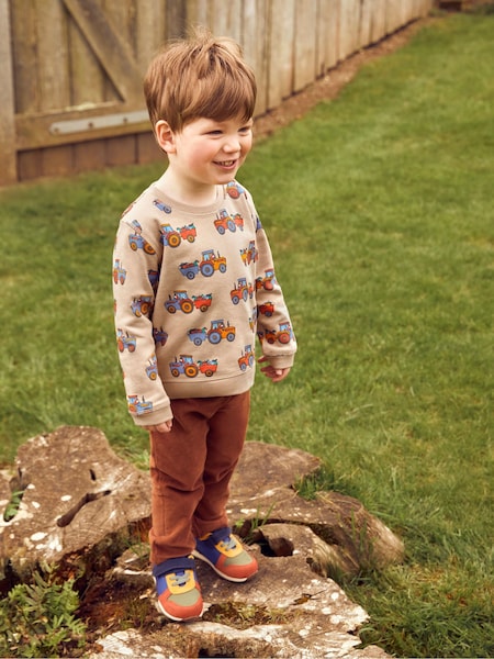 JoJo Maman Bébé Natural Tractor & Trailer Printed Sweatshirt (852326) | €37