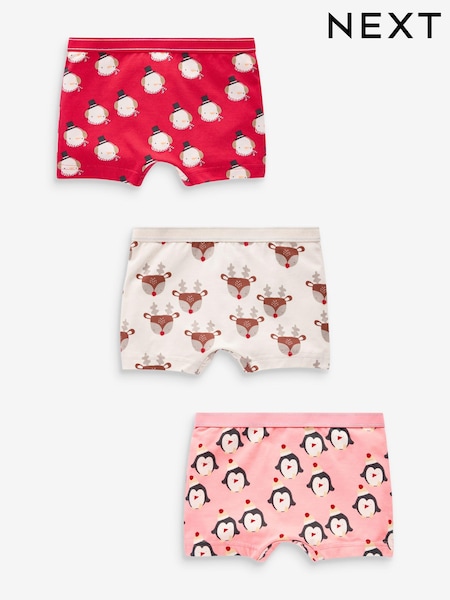 Red Christmas Shorts Briefs 3 Pack (2-16yrs) (852455) | €8 - €11