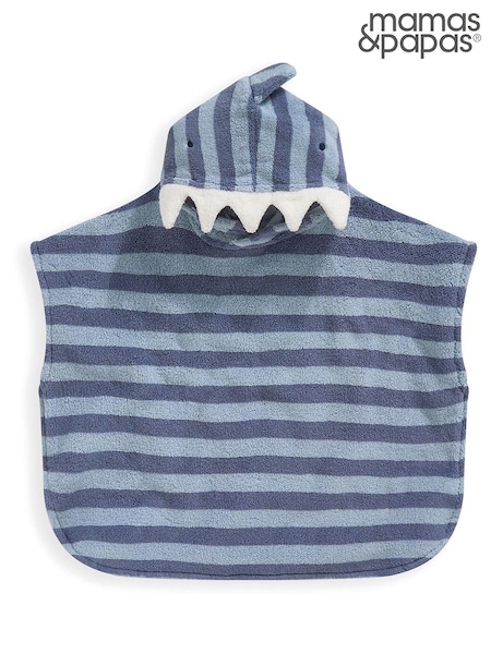 Mamas & Papas Blue 3D Shark Hood 100% Cotton Poncho (852632) | €25