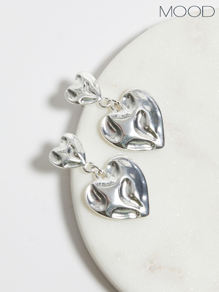 Mood Polished Fluid Heart Double Drop Earrings (853016) | 58 LEI