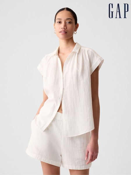 Off-white - Gap Crinkle Cotton Short Sleeve Shirt (853406) | 23 €