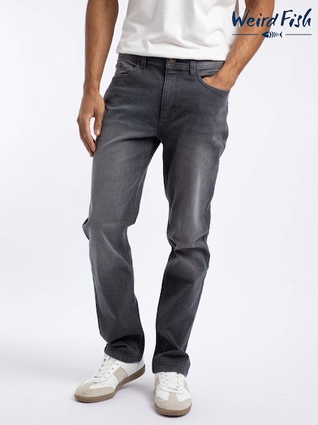 Gris - Regular Weird Fish Eddie Straight Comfort Stretch Denim Jeans