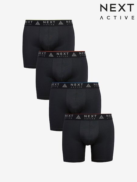 Black Sports Longer Length Trunks 4 Pack (854463) | $41