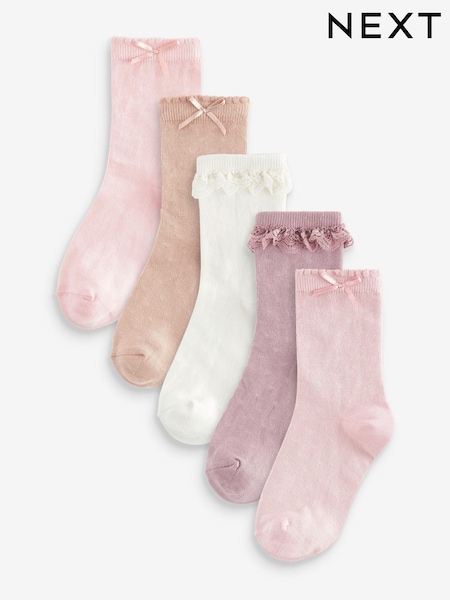 Pink/Purple Cotton Rich Pretty Ruffle Ankle Socks 5 Pack (854507) | € 7 - € 9