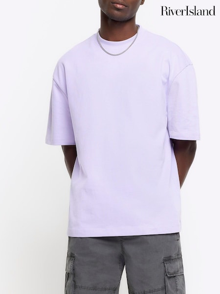 River Island Purple Oversized 100% Cotton Studio T-Shirt (854512) | €16