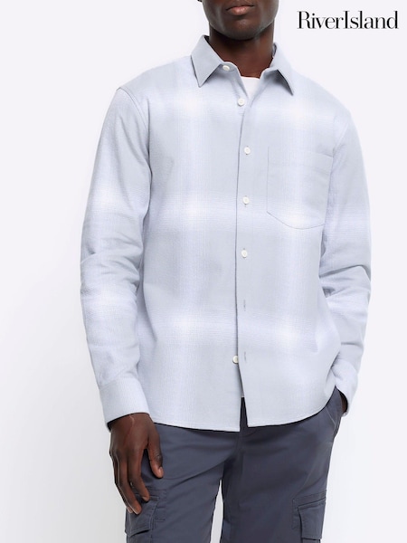River Island Blue Large Plaid Check 100% Cotton Shirt (854852) | €50