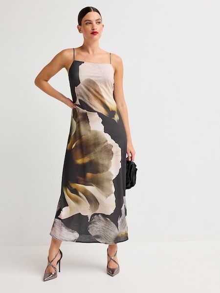 Charcoal Floral Occasion Strappy Maxi Dress (854884) | € 8