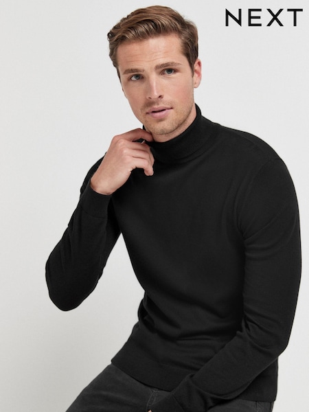 Black Regular Knitted Long Sleeve Roll Neck Jumper (854985) | €13